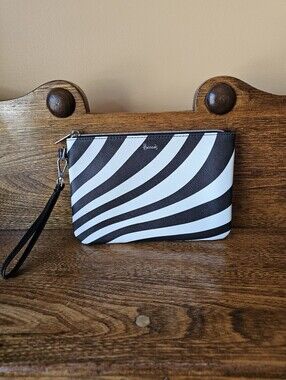 HARRODS Zebra Print Vegan Leather Wristlet Clutch